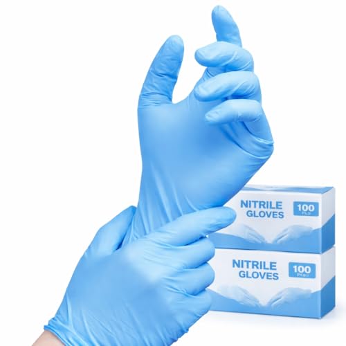 Gold Global Blue Nitrile Gloves – 4 Mil Powder-Free Latex-Free Disposable Exam Gloves Gold Global