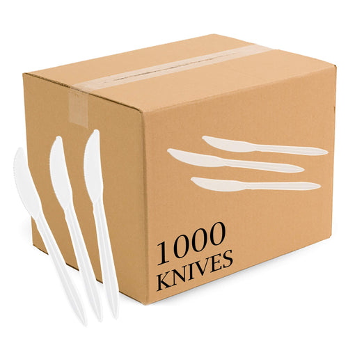 1,000 Plastic Disposable Knives Bulk Gold Global