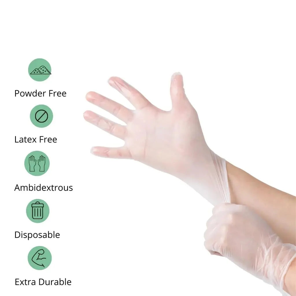 Gold Global Clear Vinyl Disposable Gloves | Powder-Free, Latex & Rubber Free, Food Handling & Cleaning Use, Cooking Gold Global