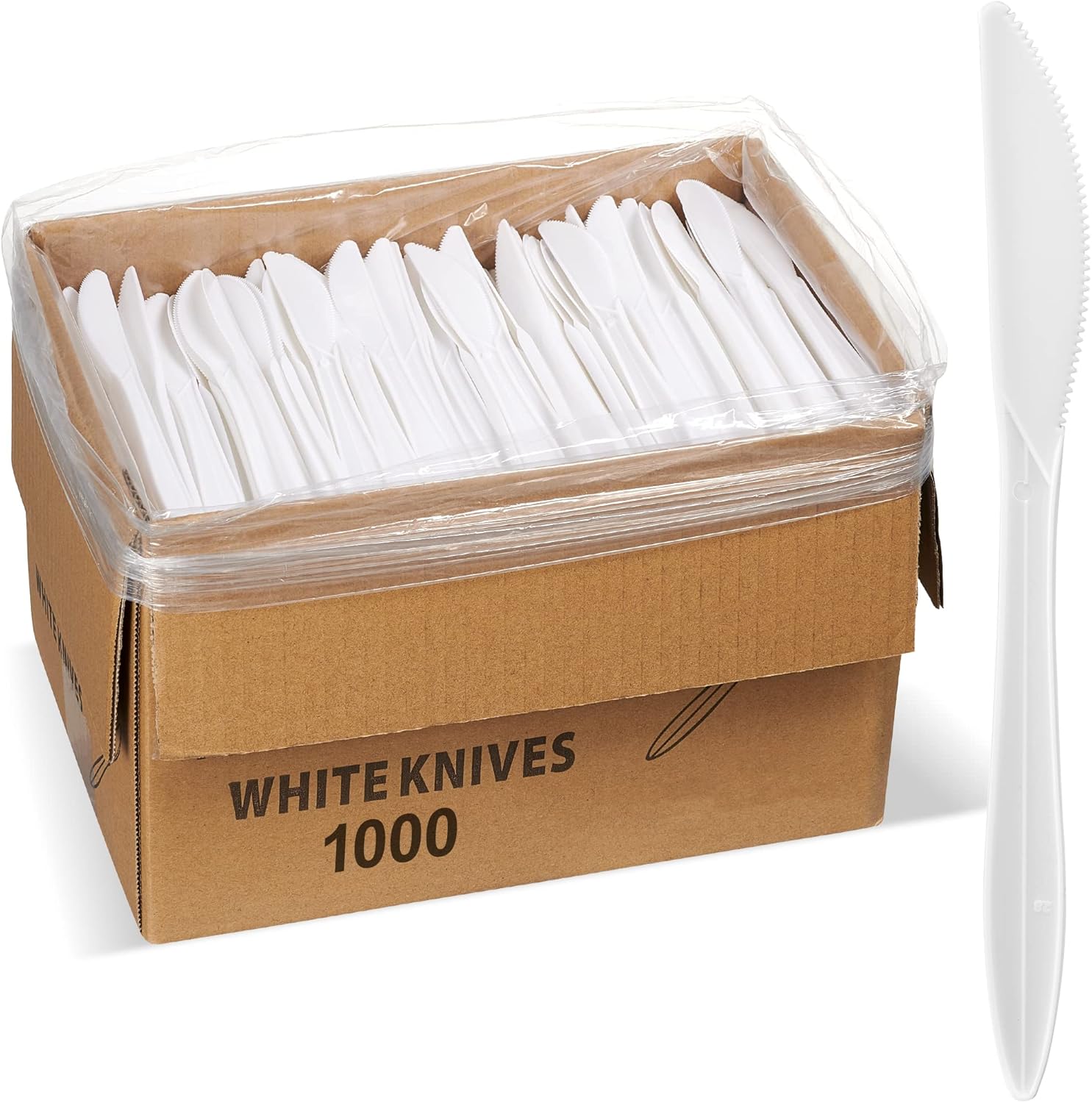1,000 Plastic Disposable Knives Bulk Gold Global