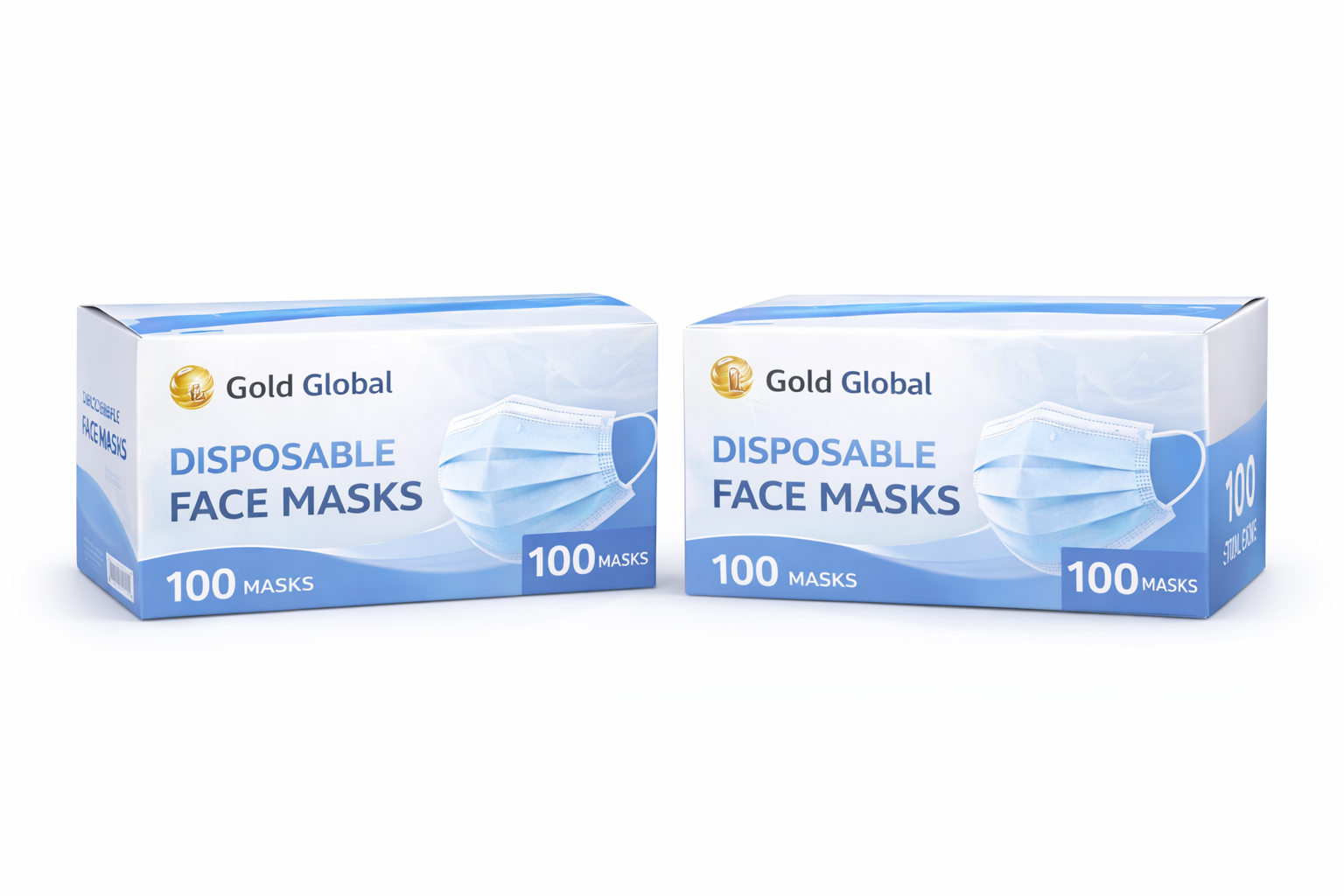 Gold Global Disposable Face Masks – 3 Layer Non-Medical Earloop Masks, Breathable 3-Ply Protection Gold Global