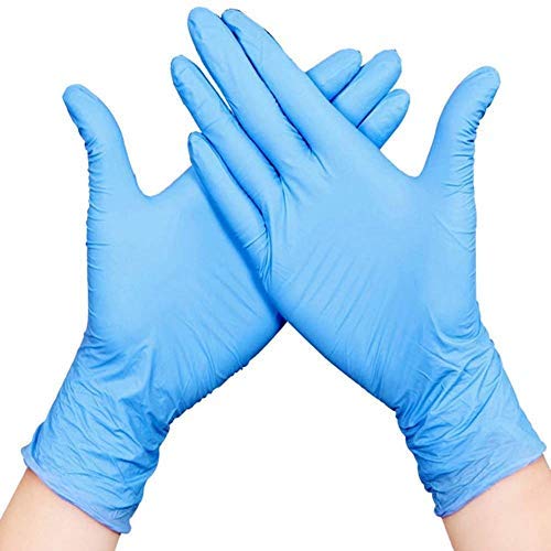Disposable Nitrile Gloves, Medium size Latex-Free, Powder-Free, Blue Texture, Disposable Gloves (M, Blue) Qo