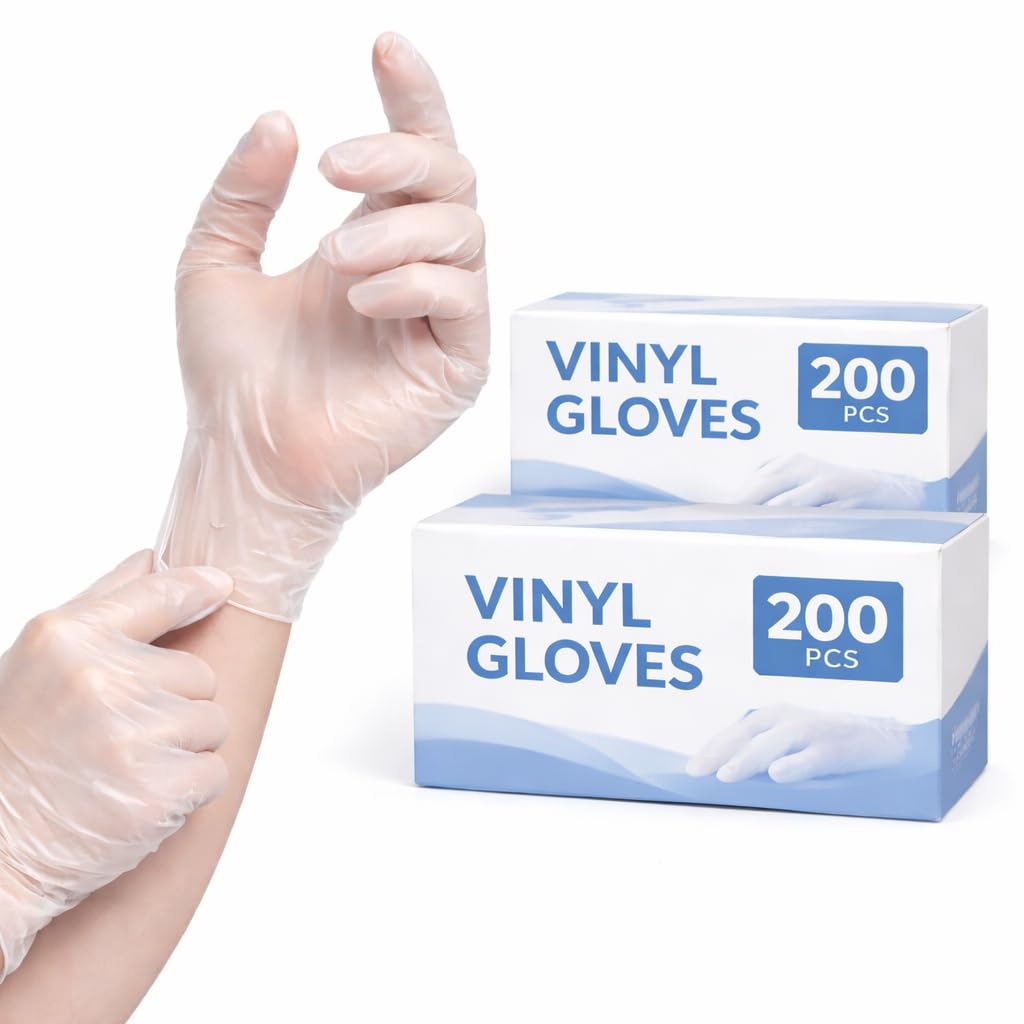 Gold Global Clear Vinyl Disposable Gloves | Powder-Free, Latex & Rubber Free, Food Handling & Cleaning Use, Cooking Gold Global